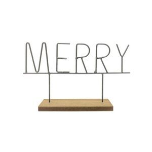 MERRY Christmas Decoration Metal Tabletop Decor NWT Mantle Desk Shelf Holidays